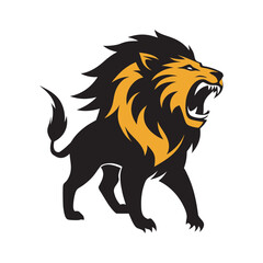 Fierce Lion Growling Head Silhouette