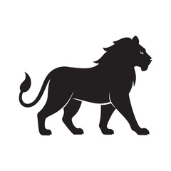 Lion Looking Back While Walking Silhouette