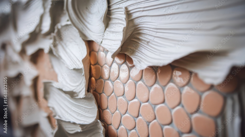 Fototapete intricate juxtaposition of sculpted patterns and smoothed texture on a wall panel
