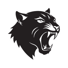 Tiger Roaring Fiercely With Sharp Teeth