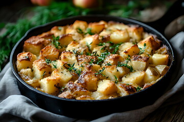 cornbread oyster stuffing thanksgiving iron pan wooden table