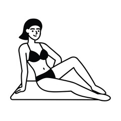 minimal woman sunbathing drawing
