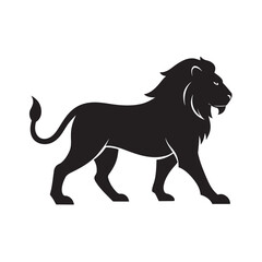 Walking Lion Looking Over Shoulder Silhouette