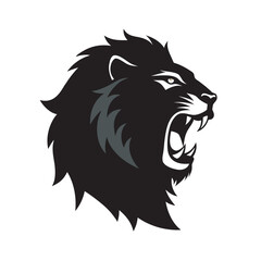 Lion Growling With Open Mouth Silhouette