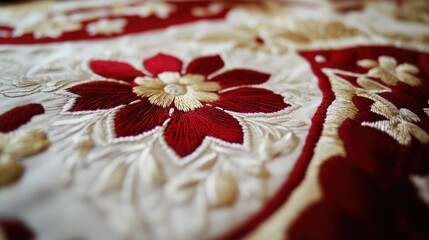 Ornate embroidered fabric detail