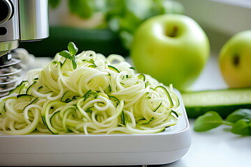 making zucchini noodles using spiralizer kitchen
