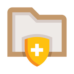 Protected Computer Folder Flat Color Icon