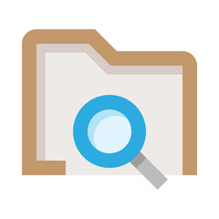 Search Find Computer Folder Flat Color Icon