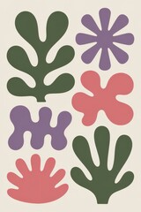 Obraz premium Modern Abstract Botanical Shapes Artwork 