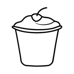 yogurt cup with fruit line art sketch