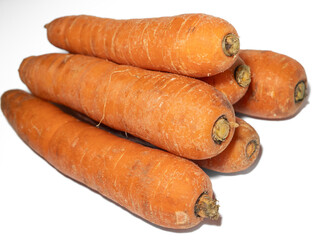 Raw ripe fresh carrot isolated on white background