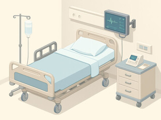 Modern Hospital Room: Sterile, Clean, and Ready for Patient Care