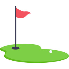 Golf Hole with Flag Illustration