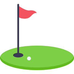 Golf Hole with Flag Illustration