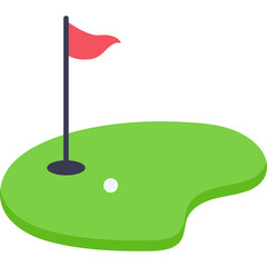 Golf Hole with Flag Illustration