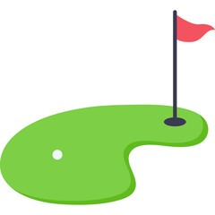 Golf Hole with Flag Illustration