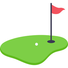 Golf Hole with Flag Illustration