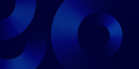 Abstract blue glowing geometric lines on dark blue background. Modern shiny blue circle lines pattern. Futuristic technology concept. modern vector, sub or in bussiness