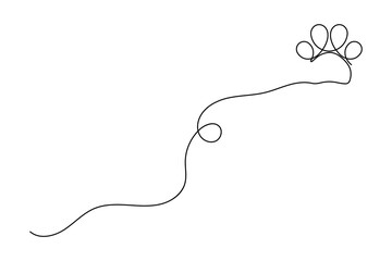 Dog paw continuous one line drawing minimalist style isolated outline vector illustration