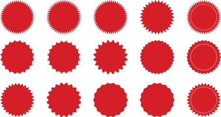 Red Easter egg vector set with glossy round labels and sale-themed stickers