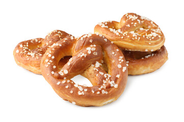 Tasty pretzels with salt isolated on white