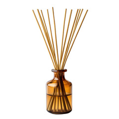 Fototapeta premium reed diffusers, variety of reed diffusers in unique bottles, isolated on transparent background