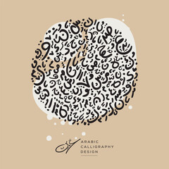 Arabic Calligraphy Hand-drawn design, contains random freehand Arabic Letters Without specific meaning in English, Vector illustration.