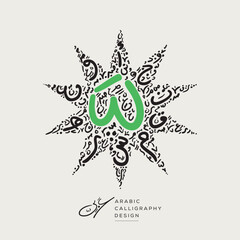 Arabic Calligraphy Hand-drawn design, contains random freehand Arabic Letters Without specific meaning in English, Vector illustration.