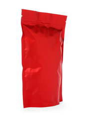 One zipper stand-up pouch isolated on white. Mockup for design