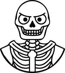 skeleton illustration with angry eyes and rib cage vector