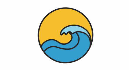 Stylized Ocean Wave Circular Logo Design
