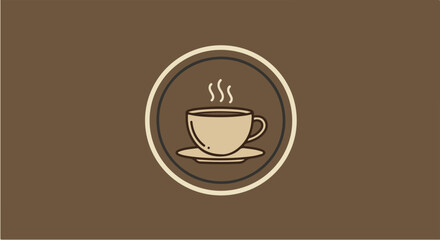 Classic Coffee Cup on Saucer Circular Logo
