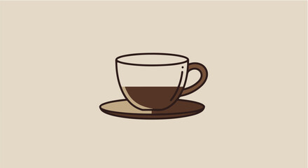 Classic Coffee Cup on Saucer Illustration