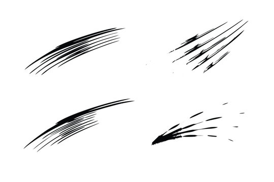 Motion Lines Vector Engraving Set. Detailed Monochrome Comic Action Effects. Vintage Stipple & Hatching Style Illustrations