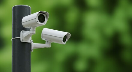Outdoor security camera surveillance system on pole