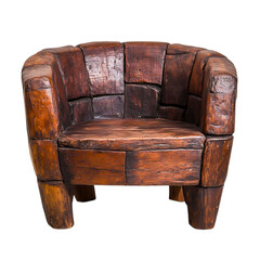 Rustic Wooden Armchair with Unique Block Design for Cozy Home Decor