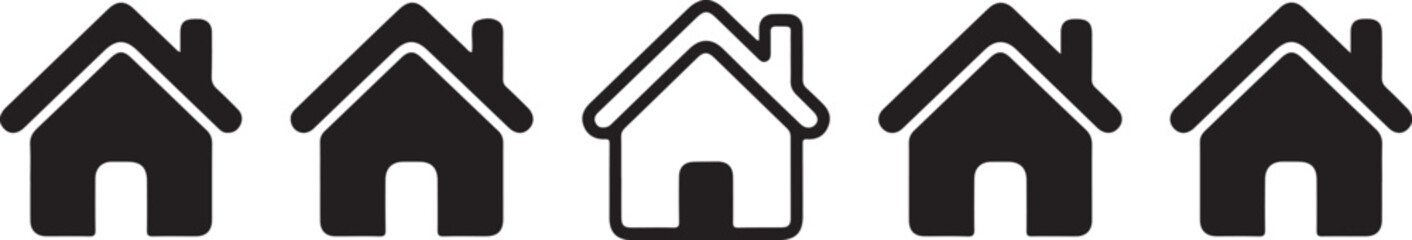 House icons set. Home icon collection. Real estate. Flat style houses symbols for apps and websites on whitr background - stock vector.