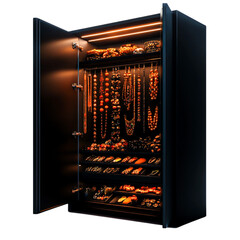 Elegant Jewelry Cabinet Displaying Precious Accessories in Chic Black Design