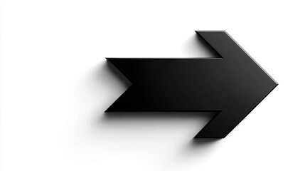 Fototapeta premium Simple black straight arrow pointing upward on a blank white background, symbolizing growth or progress. Minimalistic design with clean lines. Caption space on the side for text or graphics.