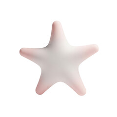 Pink and White Starfish Illustration: 3D Render of a Smooth, Rounded Sea Star for Coastal Decor and Summer Designs