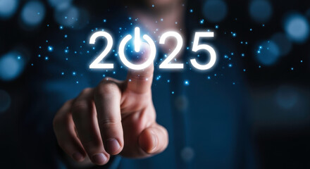 New year futuristic technology innovation digital transformation trends and solutions concept 2025