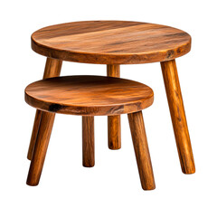 Rustic Wooden Coffee Table Set with Different Heights and Natural Finish for Home Decor