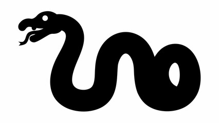 Silhouette of a snake with a visible tongue and a single eye, coiled and ready to strike silently