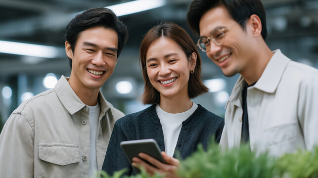 Asian Business Team Discussing Eco-Friendly Reusable Products in Office - Powered by Adobe
