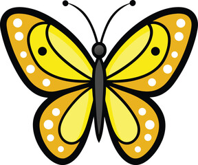 Yellow Monarch-Style Butterfly Illustration On White Background
