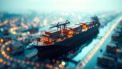 Isometric 3 D Logistics Disruption (Oil Suez Canal blockage)