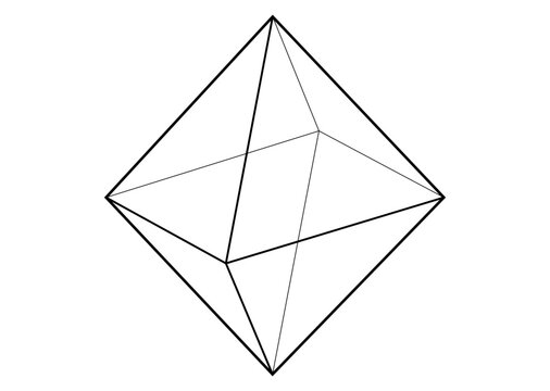 3D model of octahedron shape, vector illustration platonic solid isolated on a white background
