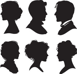Cameo Person Silhouette Vector set