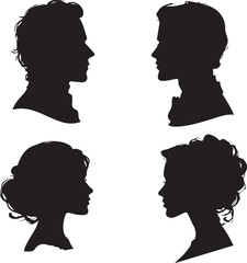 Cameo Person Silhouette Vector set