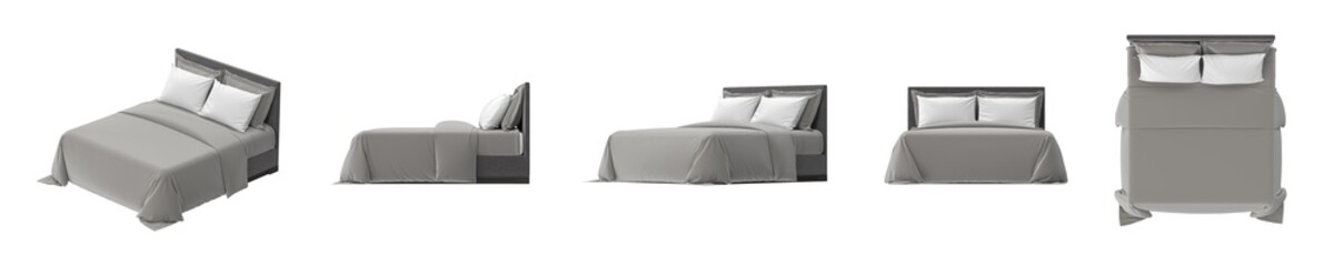 Modern bed models from different angles, showcasing design and comfort